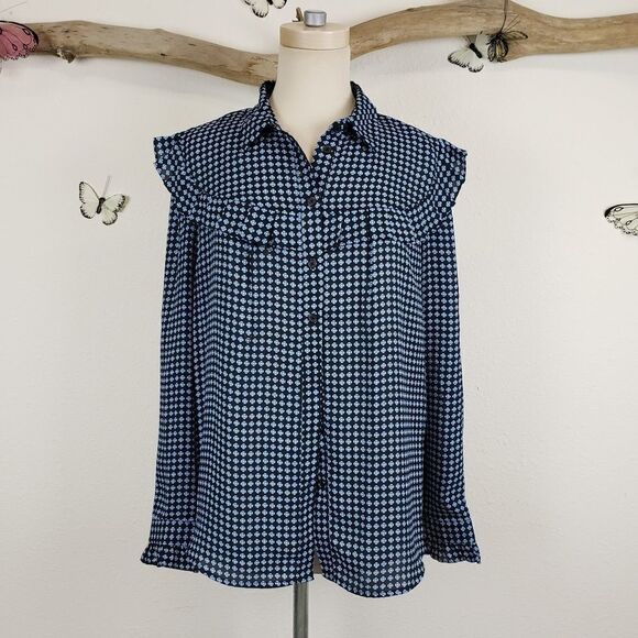 Who what wear button up ruffle top blouse - Picture 1 of 8